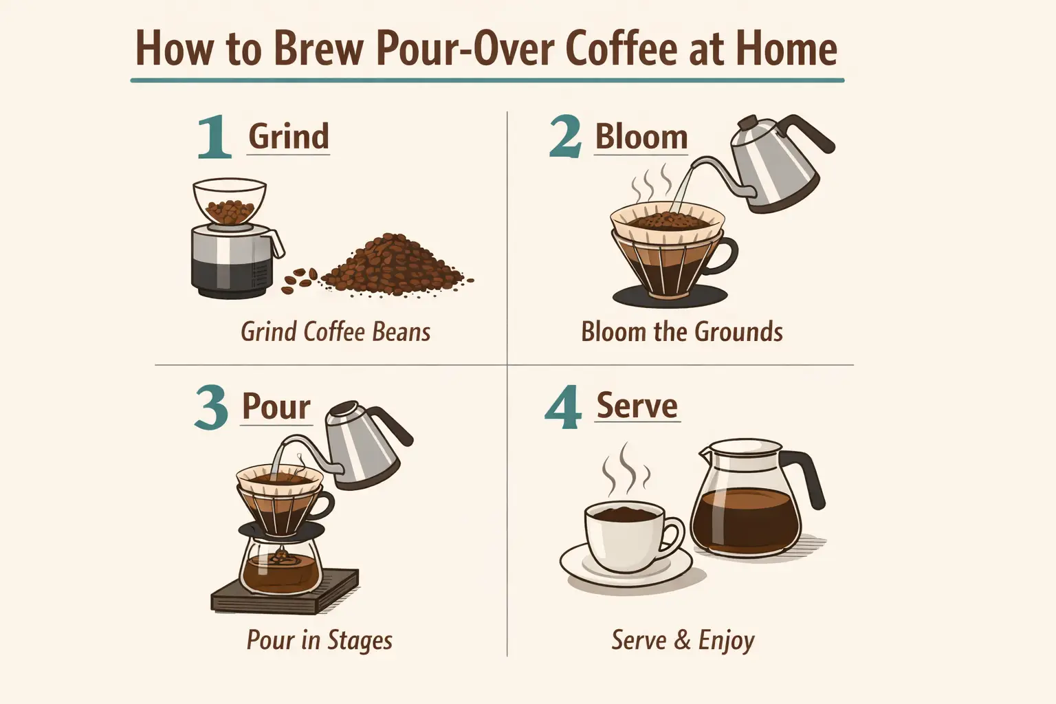A step-by-step explainer diagram with numbered panels and short labels.