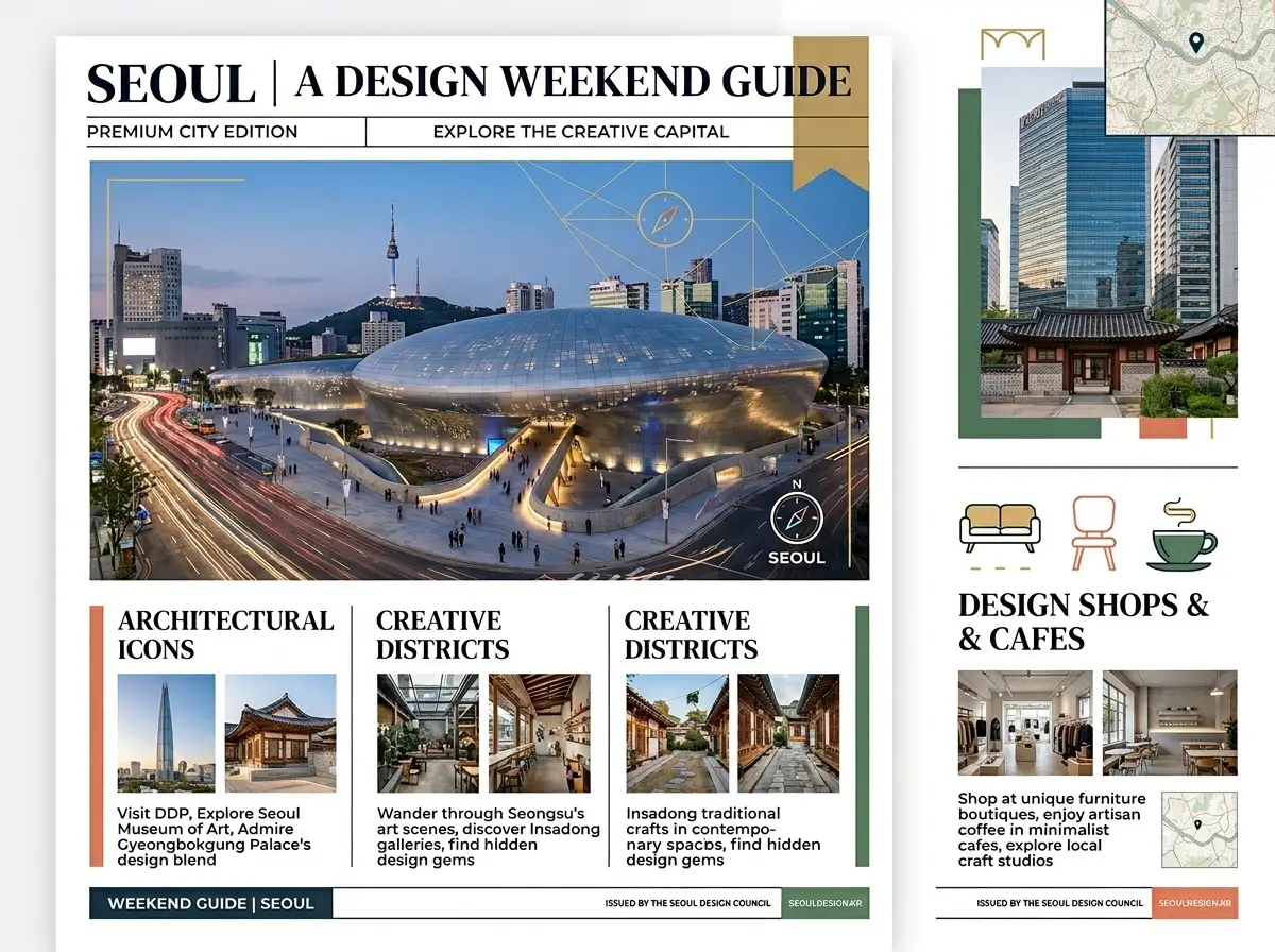 A grounded city guide poster with structured local details and readable layout.