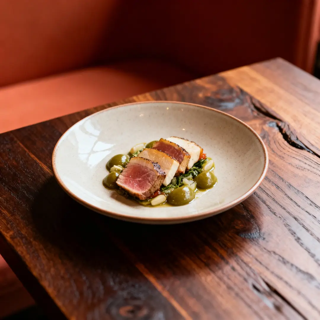 A restaurant campaign frame with polished lighting, balanced palette, and a believable commercial mood.